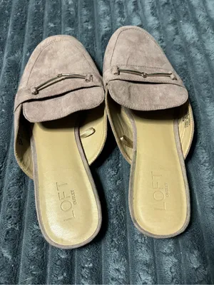 LOFT Mauve Suede Slip-On Mules with Gold Accent thumbnail 2