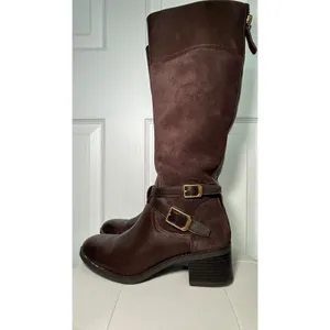 Franco‎ Sarto Lapis Riding Boots Brown Leather Suede Knee High Box 7.5 thumbnail 5