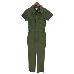 Good American Fit For Success Denim Jumpsuit Olive Utility Straight Leg Size S thumbnail 2