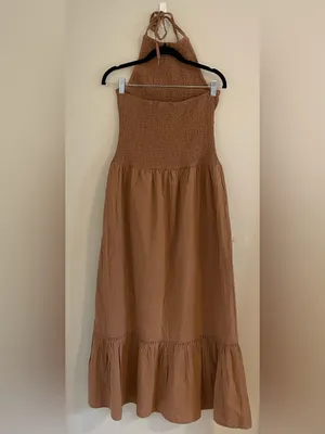 And Now This Smocked Halter Maxi Dress, Brown, Size M, NWOT thumbnail 4