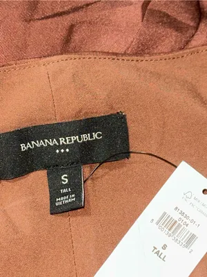 Banana Republic Women’s Size S Tall Brown Poly Satin Maxi Criss Cross Slip Dress thumbnail 6