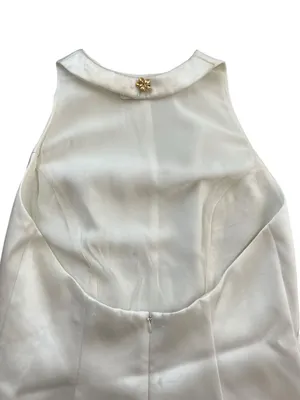 Reformation Women’s Anakin Satin Halter Neck Open Back White Mini Dress Size 4 thumbnail 7