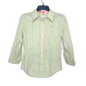 Lilly Pulitzer Vintage White Label Button Down Top Preppy Resortwear Size 4 thumbnail 1