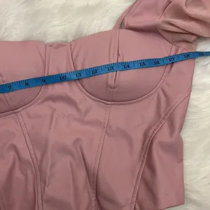 ASOS Parisian Bubblegum Pink Vegan Leather Bustier Sheer Sleeve Top 10 thumbnail 9