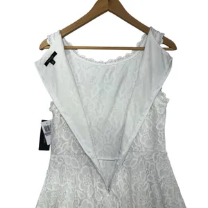 City Studio White Lace Fit Flare Dress Sleeveless‎ Scalloped Neckline Size 11 thumbnail 4