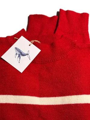 La Miel Red & Cream Striped Dolman Sleeve Preppy Mock Neck Sweater Small New thumbnail 5