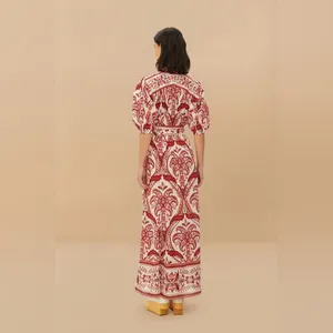 FARM RIO Off-White Green Floral Cascade Lenzing Ecovero mid Dress, small, $280 thumbnail 4