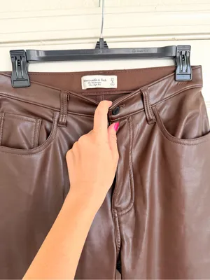 Abercrombie & Fitch 90s Straight Ultra High Rise Brown Faux Leather Pants 27 4 thumbnail 8