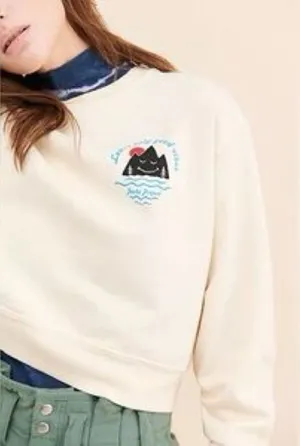 Parks Project cream pullover cropped sweater medium “Leave only Good Vibes” thumbnail 1