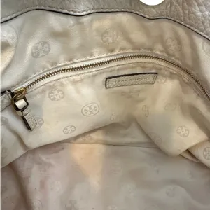 Tory Burch Frances Satchel‎ Colorblock Leather Navy Cream Tan thumbnail 13