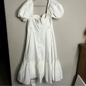 Alamour the‎ Label Katina Poplin Bustier Puff Sleeves Ruffle White Midi Dress thumbnail 10