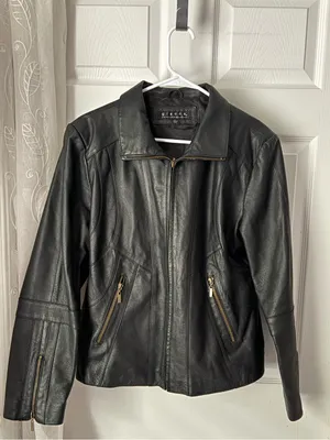 Giacca moto genuine leather jacket full zip up women size L thumbnail 2