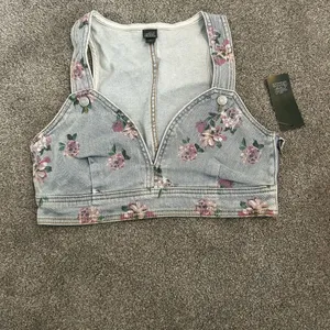 Wild Fable Floral Denim Crop Top thumbnail 3