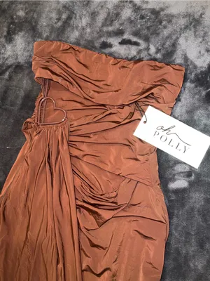Oh Polly Natalya Bandeau Mini Dress in Chocolate Brown Size 4 New with tag thumbnail 11