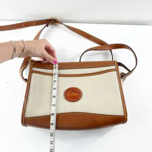 Dooney & Bourke All Weather Two Tone Vintage Crossbody Bag Purse Cream Brown thumbnail 9