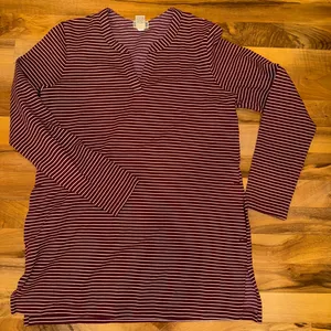Duluth trading co. Linger tunic‎ style sweatshirt v neck stripes size MED thumbnail 1