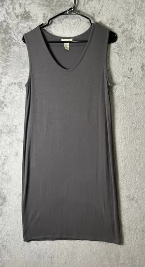 White + Warren Soft VNeck Tank Dress Flint Gray Sleeveless Jersey Knit Small New thumbnail 1