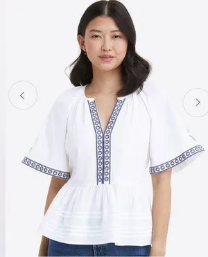 Draper James Short Sleeve Embroidered Top Size M thumbnail 1