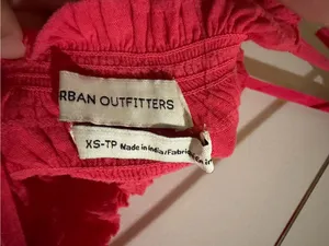 NWT urban outfitters cute Bright Pink Tie-Strap Smocked Crop Top thumbnail 4