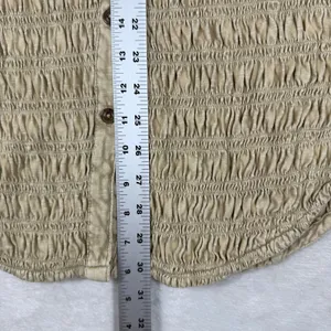 Pilcro and the Letterpress Smocked Button Down Shirt Khaki Tan Small OB1665520 thumbnail 5