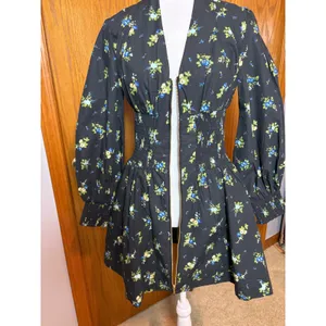Maeve Anthropologie Tommie Mini Shirtdress Black Floral Smocked Waist Cotton thumbnail 7