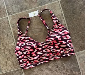 Offline By Aerie Goals Plunge Sports Bra Maplewood Size Large thumbnail 3