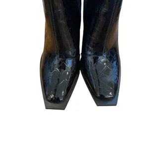 Princess Polly Mercury Knee High Boots Croc Print Black thumbnail 6