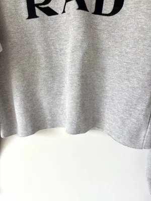 Brandy Melville Gray Rad Cropped Crew Neck Sweatshirt Y2K Streetwear Casual thumbnail 4