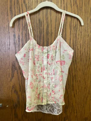 Wet Seal Floral Sheer Lace Tank Boho Hippie Beach Summer M thumbnail 3