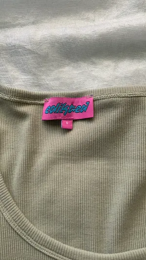 Edikted Sage Green Long Sleeve Crop Top Ribbed thumbnail 2