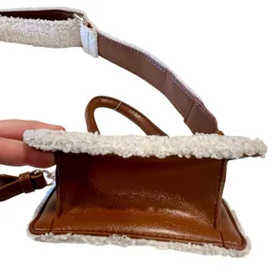 Forever 21 Light Brown and Cream Faux Shearling-Trim Crossbody Mini Bag thumbnail 5
