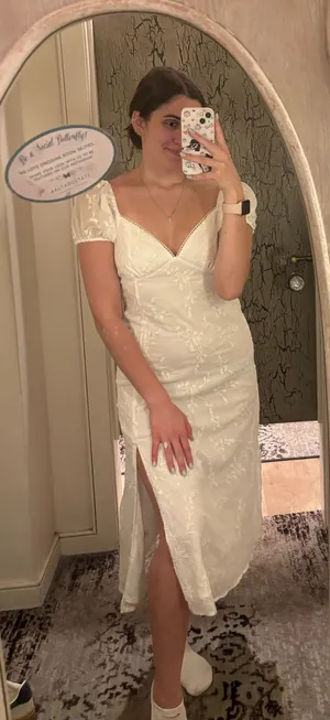 Altar'd State White Midi Dress with Sweetheart Neckline thumbnail 1