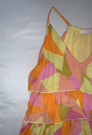 Colorful Ruffle Dress Orange Size M thumbnail 2