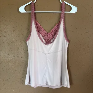 Intimately Free People Lace Trim V-Neck Camisole Tank Top Mauve Pink Womens M thumbnail 4