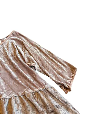 Free People Burnout Top Shirt Pink Blouse Crushed Velvet Flowy Tiered Size Small thumbnail 6