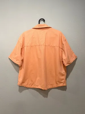 Vans McMillian Orange Cotton Crop Boxy Button Down Short Sleeve Shirt Size M thumbnail 4