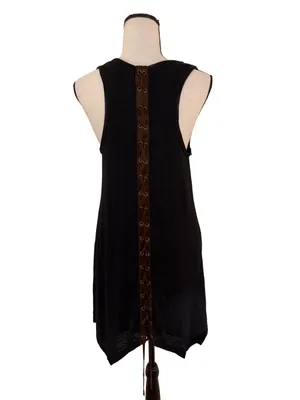 Miss Me Black Embellished Lace Up Back Handkerchief Mini Dress thumbnail 2