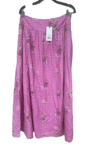 LoveShackFancy Aventi Eyelet Floral Maxi Skirt Pink Parade Romantic Size 10 New thumbnail 1