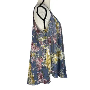 Umgee Large A-Line Top Sheer Floral Sleeveless Adjustable Straps Lightweight thumbnail 4