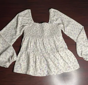 Paper Crane Smocked Floral Blouse- X-Small thumbnail 1