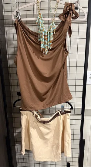 Women’s Brown Tie-Shoulder Tank Top and thumbnail 1
