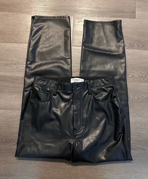 Abercrombie & fitch black leather pants thumbnail 1