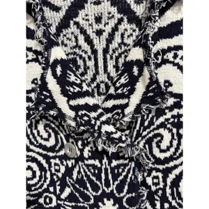 Free People Mandella‎ Intarsia Cardigan Knit Jacket Black/White Women's Size Lg thumbnail 13