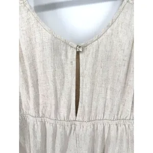 Princess Polly Romper Sleeveless Boho Size 4 Oatmeal Beige Smocked Strap Keyhole thumbnail 7