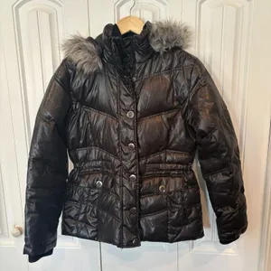 New York & Company‎ Black Hooded Puffer Jacket Size Medium thumbnail 1