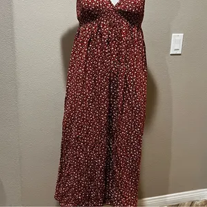 Blush and J orange floral spaghetti strap dress thumbnail 8
