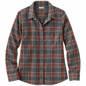 LL Bean Gray Scotch Plaid Cotton Flannel Button Shirt Relaxed Fit SMALL thumbnail 11