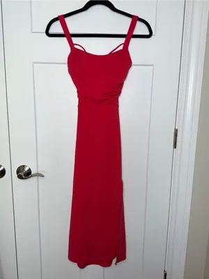 NWT Halara Softlyzero Airy Ruched Lace-Up Bodycon Midi Dress - Winterberry thumbnail 2