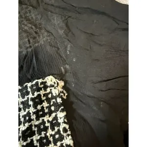 ZARA Black Sheer Blouse Black White Cream Tweed Pockets Button Up‎ Size Medium thumbnail 4