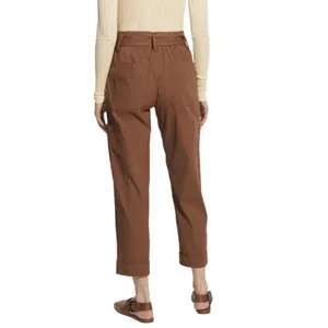 Vince Belted Linen Blend Utility Capri Pants Womens Sz L Brown Cuffed High Rise thumbnail 3